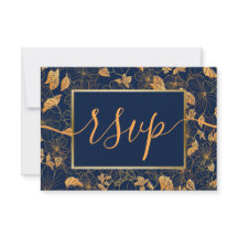 Elegant Praktfull Guld Bladverk Marinblå RSVP