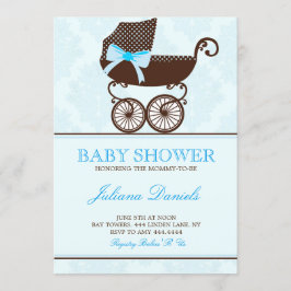 Elegant Pram Boy Shower-inbjudningar Inbjudningar