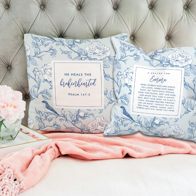 Elegant Prayer Keepsaké Gift Scripture Chinoiserie Kudde (Skapare uppladdad)