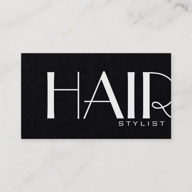 Elegant Premium Black & White Hairstylist Visitkort (Framsida)