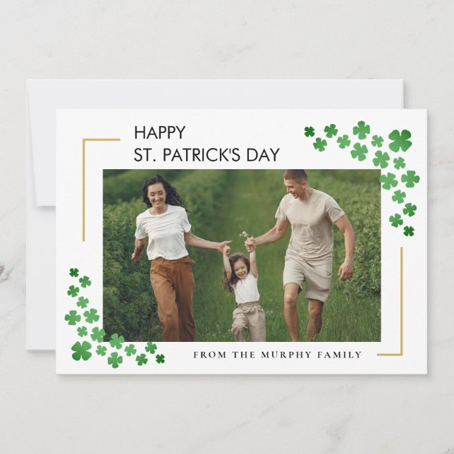 Elegant Premium Lucky St. Patrick's Day Foto Julkort (Framsida)
