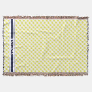 elegant preppy gul marin gingham mönster monogram filt
