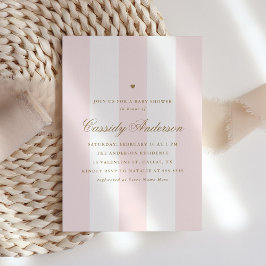 Elegant Preppy Rosa Rand Valentine Baby Shower Inbjudningar