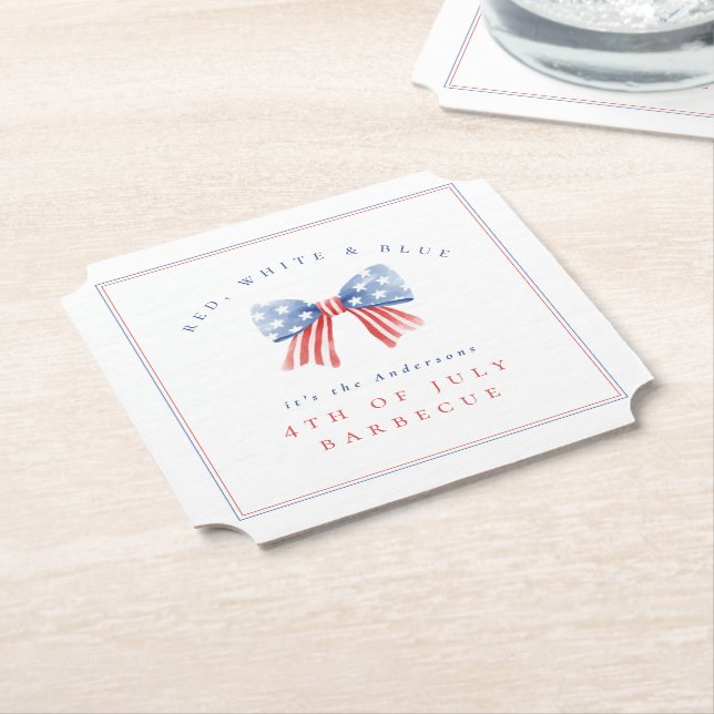 Elegant Preppy USA-båge - 4:e juli BBQ Underlägg Papper (Vinklad)