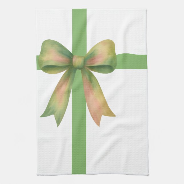 Elegant presentbåge – modern juldesign kökshandduk (Vertikal)