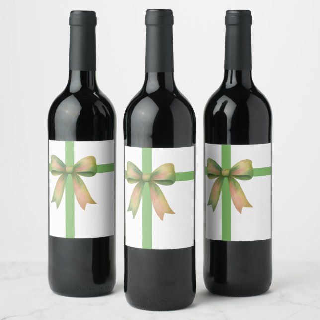 Elegant presentbåge – modern juldesign vinflaska etikett (Flaskor)