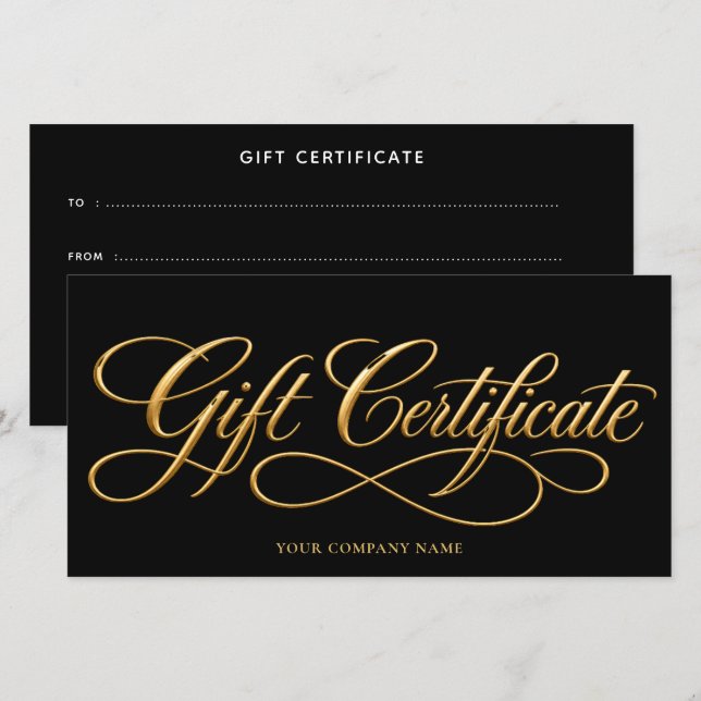 Elegant presentcertifikat i guld  (Fram/baksida)