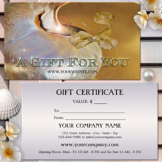 Elegant presentcertifikat med snäckmotiv visitkort