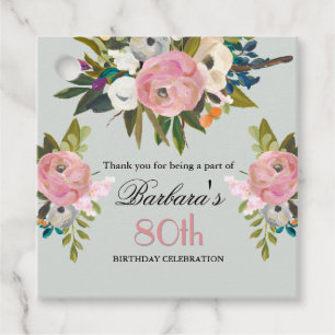 Elegant presentetikett Blommig 80-årsdag Gåvor Etiketter