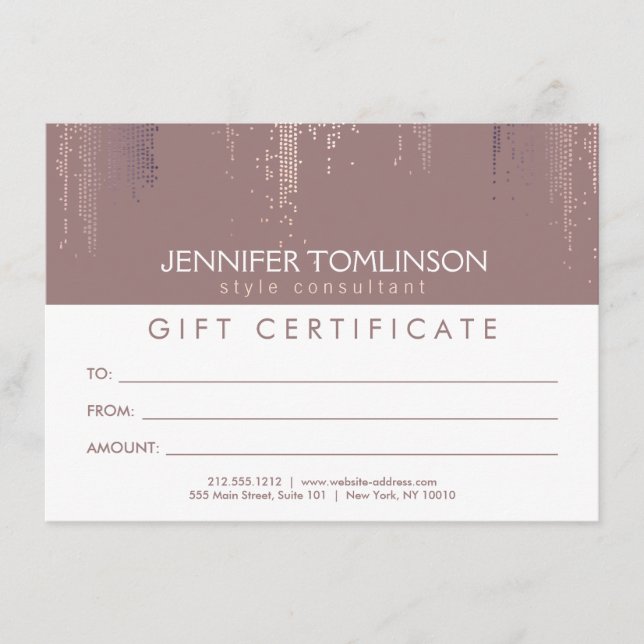 Elegant  presentkort för  konfetti Rain Mönster (Framsida)