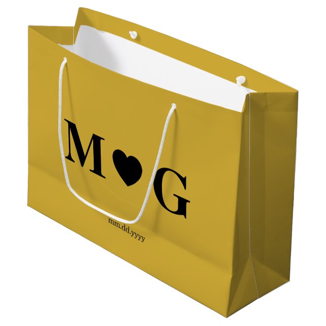 Elegant presentpåse med eget monogram för par (Framsidan Vinklad)