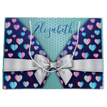 Elegant presentpresentbag med rosett och hjärtpric