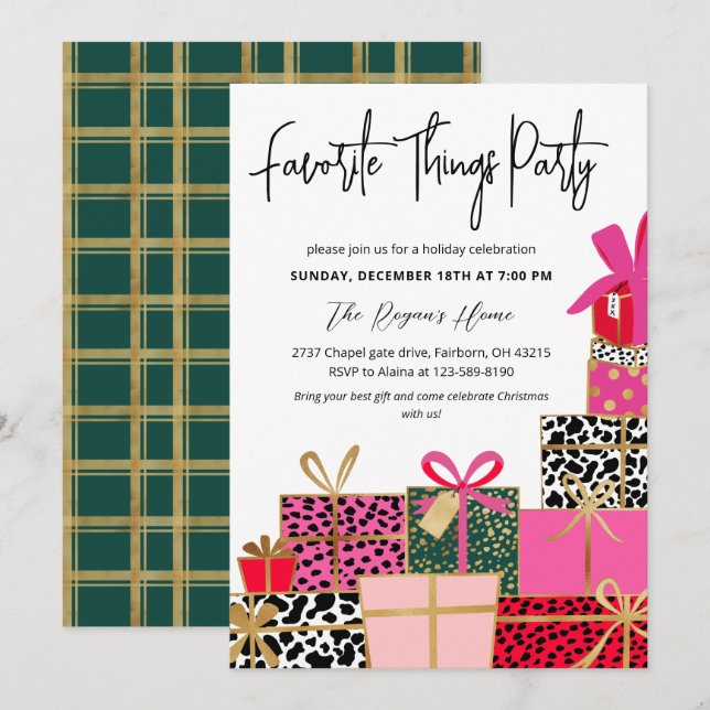 Elegant Presents Favorite Things Party Holiday  Inbjudningar (Fram/baksida)