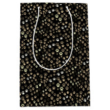 Elegant presentväska med tassavtryck – Svart blank