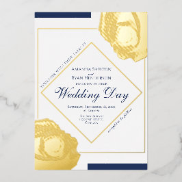 Elegant Pressad Guld Ro Blommigt Bröllop