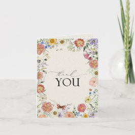 Elegant Pressade blommor Vattenfärg - Tack, kort