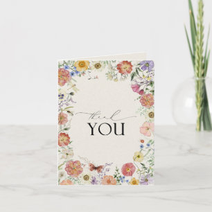 Elegant Pressade blommor Vattenfärg - Tack, kort