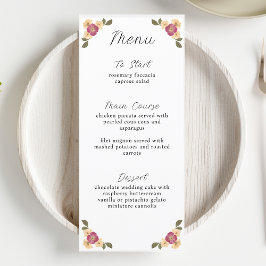 Elegant Pressade Wildblomsterträdgårdsbröllop Meny