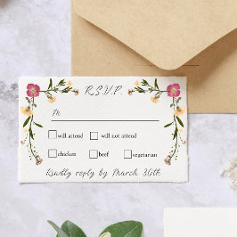 Elegant Pressade Wildblomsterträdgårdsbröllop OSA Kort