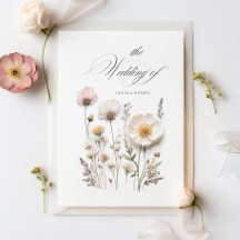 Elegant Pressed Flowers Chic Bröllbjudan
