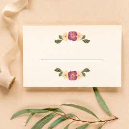 Elegant Pressed Wildblommor Boho Garden Wedding Placeringskort