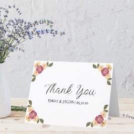 Elegant Pressed Wildblommor Boho Garden Wedding Tack Kort