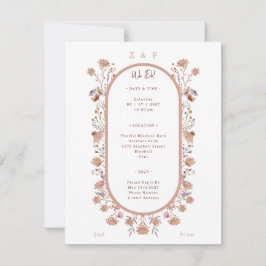 Elegant Pretty Floral Botanical Wedding Invitation Anteckningskort