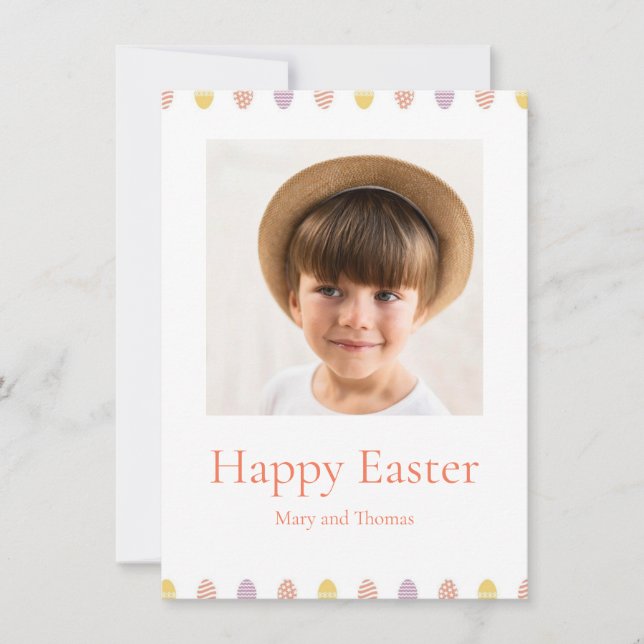 Elegant Pretty Pastel Chic Photo Happy Easter Eggs Julkort (Framsida)
