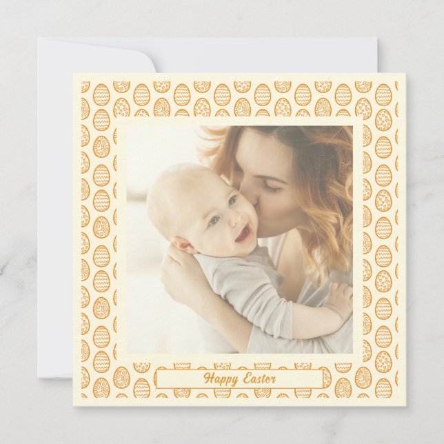 Elegant Pretty Pastel Chic Photo Happy Easter Eggs Julkort (Framsida)