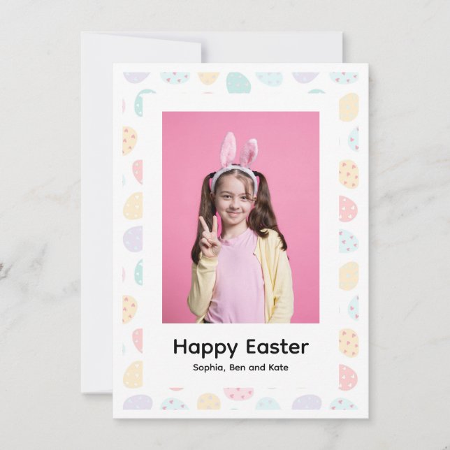 Elegant Pretty Pastel Chic Photo Happy Easter Eggs Julkort (Framsida)