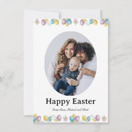 Elegant Pretty Pastel Chic Photo Happy Easter Eggs Julkort
