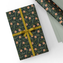 Elegant Pricken Vattenfärg Blommig Mörkgrön Mönste