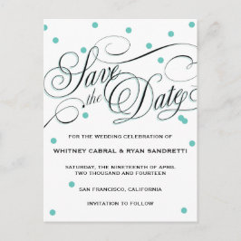 Elegant prickig blå Save the Date Meddelande Vykort