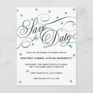 Elegant prickig blå Save the Date Meddelande Vykort