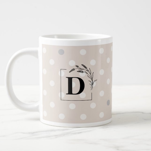 Elegant prickig monogrammugga – Personlig gåva Jumbo Mugg (Vänster)