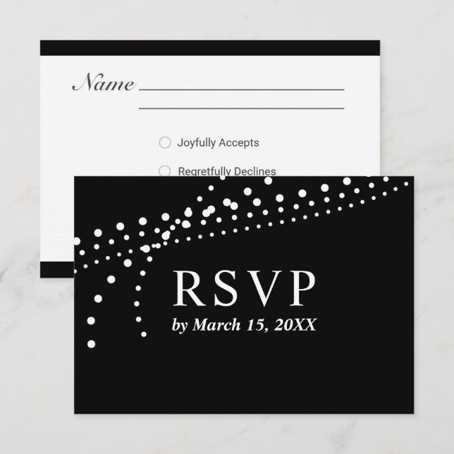 Elegant prickig svart-vit svarskort OSA kort (Fram/baksida)