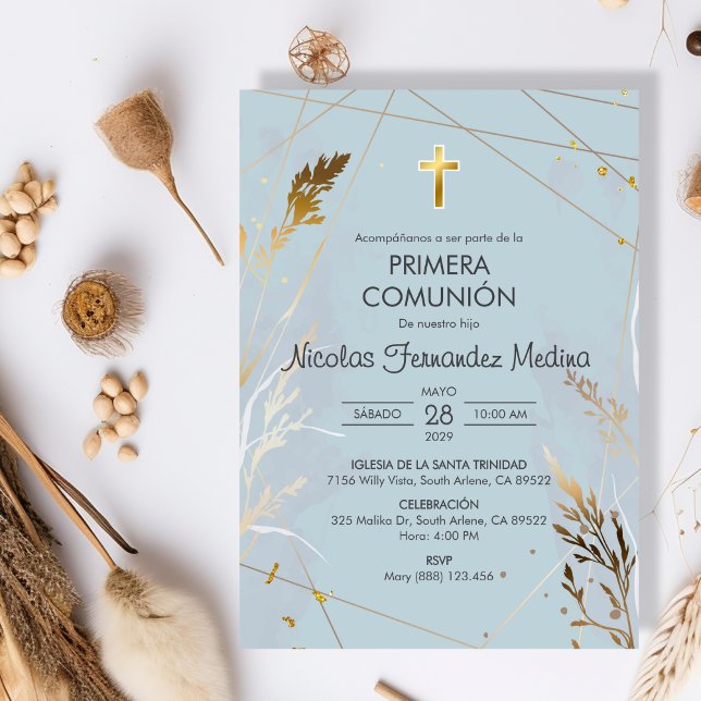 Elegant Primera Comunion katolik First Communion Inbjudningar (Skapare uppladdad)