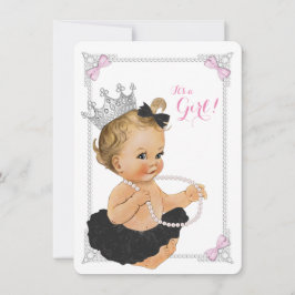 Elegant Princess Ballerina Tutu Pearl Baby Shower Inbjudningar