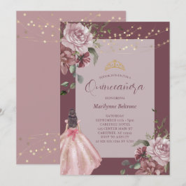 Elegant Princess Blommigt Quinceañera-inbjudan Inbjudningar
