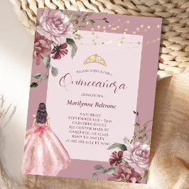 Elegant Princess Blommigt Quinceañera Inbjudningar