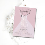 Elegant Princess Dress Pearls Rosa 21:a födelsedag Inbjudningar<br><div class="desc">En elegant,  snyggt,  en modern inbjudan till 21-dagars fest med en handmålad prinsessa klänning och strängar av pärlor.  rosa. Romantisk och chic.</div>