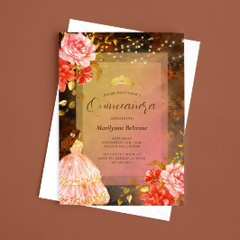 Elegant Princess Fall Blommigt Quinceañera Inbjudningar