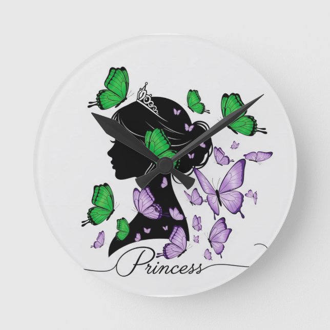 Elegant "Princess of Butterflies" T-shirt | Prince Rund Klocka (Framsida)