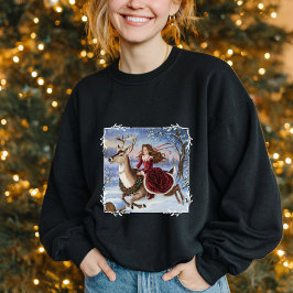 Elegant Princess & Reindeer Vintage jul Cute T Shirt