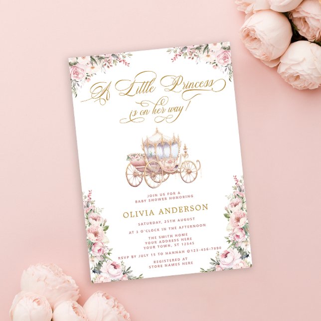Elegant Princess  Rosa Baby Shower Inbjudningar (Skapare uppladdad)