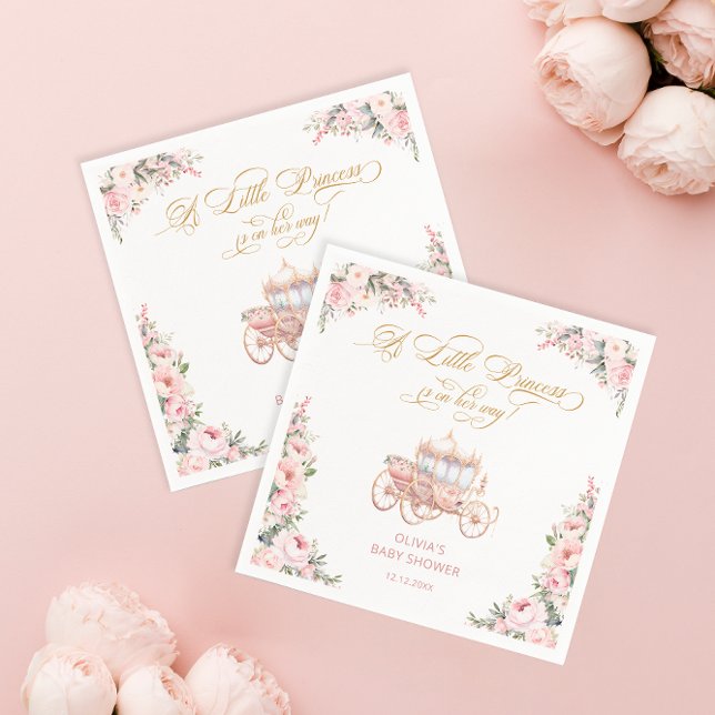 Elegant Princess  Rosa Blommigt Baby Shower Pappersservett (Skapare uppladdad)