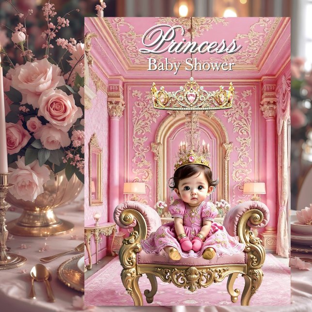 Elegant Princess Rosa Guld Baby Shower Palace Inbjudningar (Skapare uppladdad)