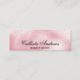 Elegant Princess Rosa Guld Silke Glitter Confetti Mini Visitkort