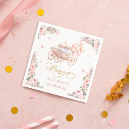 Elegant Princess Rosa och Guld Balloons Birthday Pappersservett