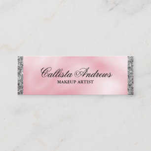 Elegant Princess Rosa Silver Silke Glitter Gräns i Mini Visitkort